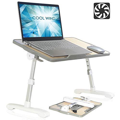 One-Day Sale: Up to 80% Off Bingyee Laptop Table Height Adjustable Laptop Bed Tray with Fan Portable Lap Desk with Foldable Legs Tablet and Smart Phone Stand for Studying, Reading, Writing，Drawing on Bed Couch Sofa and Floor