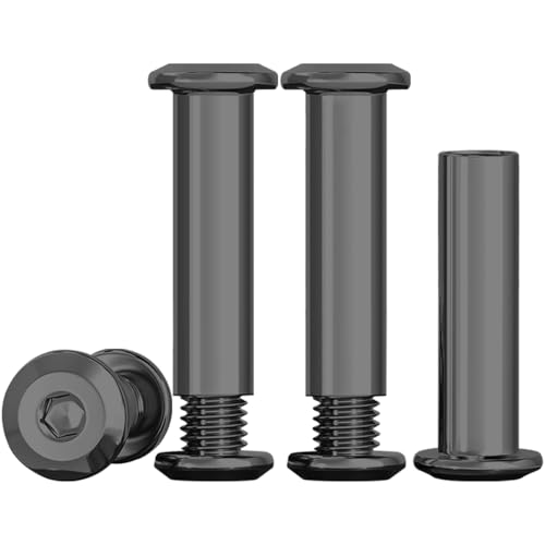 Drenky 10 Sets Barrel Nuts Kit Furniture Connector Nuts Black M6 X 30mm 304 Stainless Steel Bolts Rustproof Connection Screws M6 Belt Buckle Binding Bolts for Leather Belt and Furniture Repair