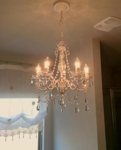Image of The Original Gypsy 5-Light Flush Mount Crystal Chandelier, White