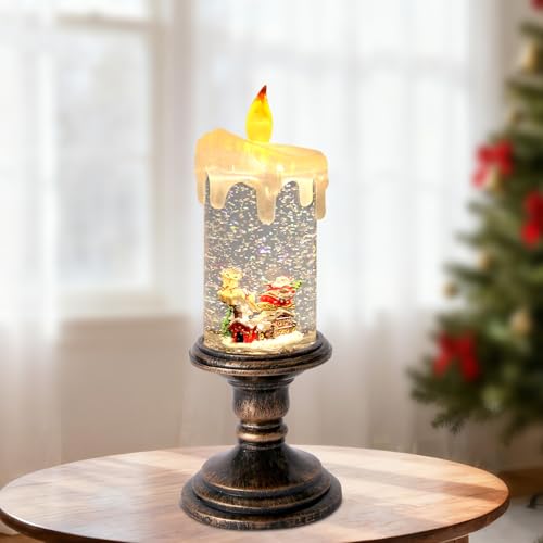 iLitLuk Kerzenförmige Schneekugel, Musikalische LED-Wasserlaterne mit...