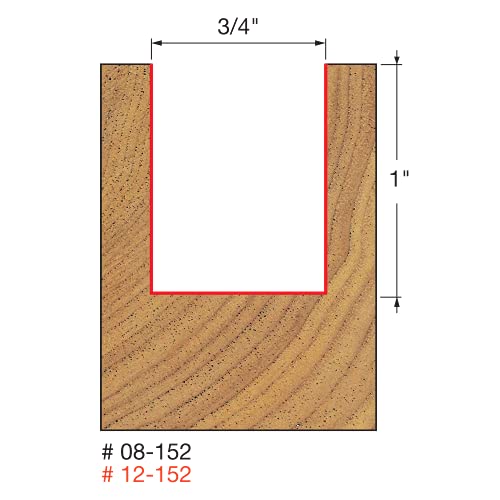 Freud 12-152: 3/4" (Dia.) Double Flute Straight Bit (Eclipse Grind) Red #TOP1