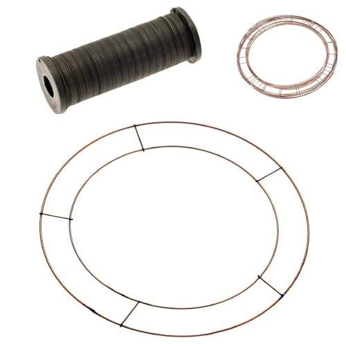 Direct Florist Supplies - 8, 10, 12, 14, 16, 20 Metal Wire Wreath Ring, FREE Binding Wire, Wreath Bases Round Flat Christmas Xmas Floral Crafts Wreath Making Seasonal Spring Easter (5, 16)