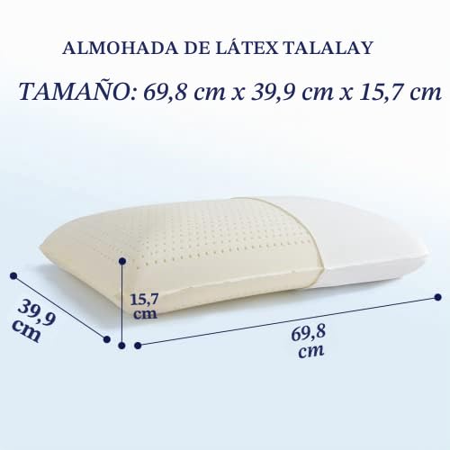Almohada de látex natural para dormir, almohada suave de tamaño Queen para personas que duermen de lado, espalda y estómago, funda de algodón transpirable extraíble