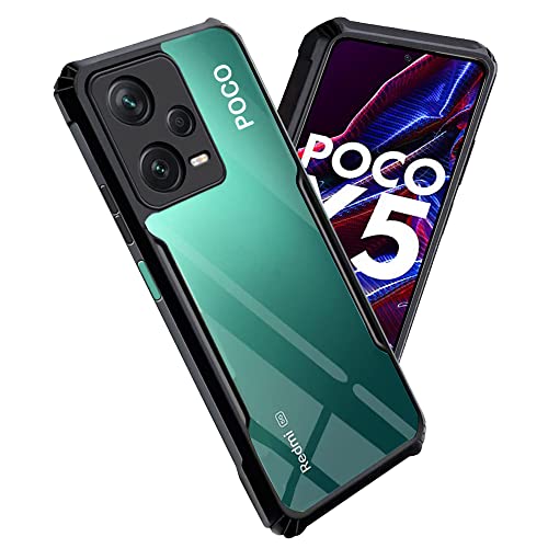 Image of A rtistque Clear Hard Transparent Acrylic Armor Anti-Drop Shockproof TPU Edge Back Cover Case for Poco X5 5G - Black