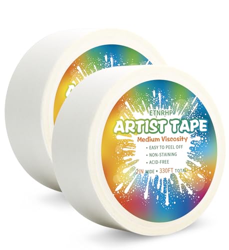 ETNRHP White Art Masking Tape for Watercolor Paper Border, 2in 330ft