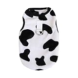 RIOSTUDIO 犬服 秋冬 XS～XXL 犬の服 Dカン付き 犬 猫 ドッグウェア タンクトップ ペット服 秋冬 乳牛柄 牛柄 ホルスタイン柄 モコモコ ふわふわフリースベスト 防寒 暖かい 猫服 チワワ服 トイプードル服 ペット用品 脱毛保護 お散歩 お出かけ インスタ映え(③ホルスタイン柄,XXL)