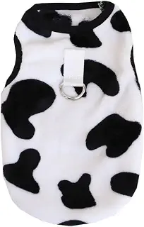 RIOSTUDIO 犬服 秋冬 XS～XXL 犬の服 Dカン付き 犬 猫 ドッグウェア タンクトップ ペット服 秋冬 乳牛柄 牛柄 ホルスタイン柄 モコモコ ふわふわフリースベスト 防寒 暖かい 猫服 チワワ服 トイプードル服 ペット用品 脱毛保護 お散歩 お出かけ インスタ映え(③ホルスタイン柄,L)