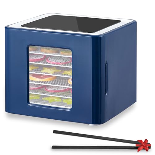 Deshidratador de alimentos, deshidratador de alimentos con 6 cajones y diseño de control táctil LED, 35-70 ℃ ajustable, temporizador digital de 48 horas, para verduras de pescado carne cecina azul