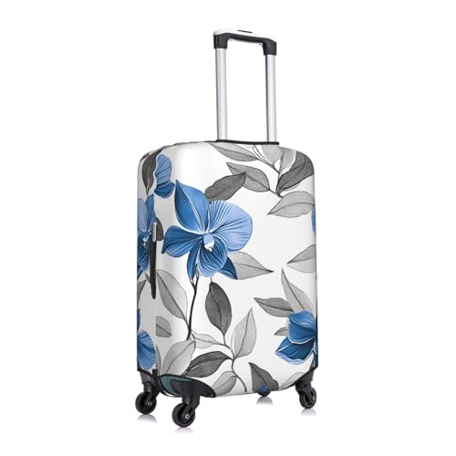 Floral Blue Gray Print Travel Luggage Cover Elastic Baggage Protector For Men Women Fits 18-21 Inch Luggage Suitcase Covers3