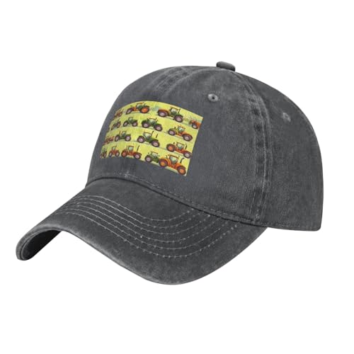 CHUNMINW Green Fields Farming Machine - Gorra de béisbol con estampado de casquette, mezclilla lavada, ajustable, retro, para papá, regalo para hombres y mujeres, Deep Heather, talla unica-M