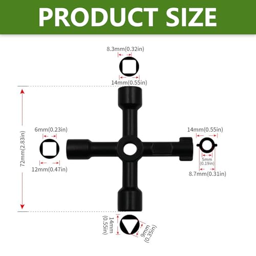 2 Stücke UniversalschlüSsel, 4 Wege Kreuzschlüssel Schaltschrankschlüssel Universal 4 Kant Multifunktionale Utilities Schlüssel Wasserhahn DreikantschlüSsel Gas Ventilschlüssel Vierkantschlüssel