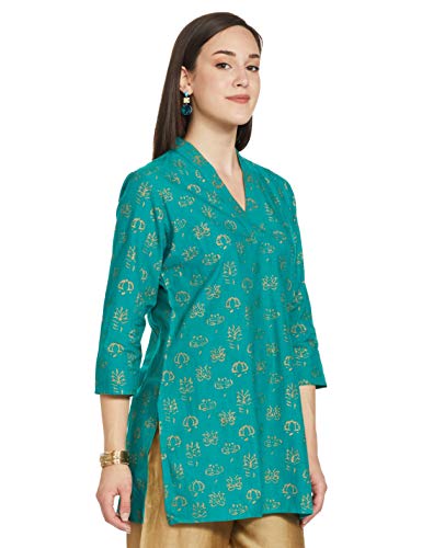Image of ZEMYRA Women's Regular Kurta (AW20TUN1 Turquoise Green L