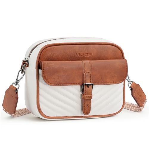 Image of Crossbody Bags for Women,Multi-Pocket Leather Crossbody Purse | RFID Blocking Pockets,Fits iPad,Adjustable Wide Strap,Quilted Exterior,8 Card Slots,Gift Ready