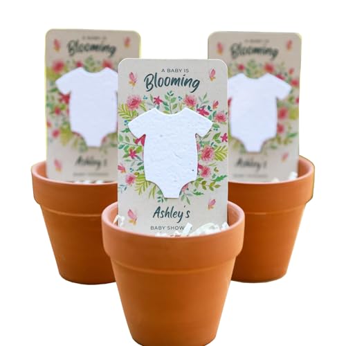 Baby Shower Favors, Baby in Bloom - Handmade Wildflower Seed Paper Cards - Unique Bulk Gift for Guests - Gender Neutral - Plantable