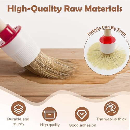 KAIYAYA 8 Stück Borstenpinsel Set Pinsel Rund 20mm/25mm/30mm/35mm, Naturholz Rundpinsel Set Professionelles Wachspinsel Lackpinsel, Lackierpinsel Ringpinsel für Wänden und Möbeln