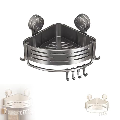 Triangle Suction Cup Shower Caddy, Corner No Drilling Bathroom Shower Organizer, Removable Bathroom Storage Rack, Rustproof Show