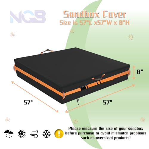 Image of Outdoor Sandbox Cover, Square Kids Sand box Covers Waterproof and Windproof, Children's Large Sandboxes Cover Sandproof.(57 inchLx57 inchWx8 inchH,Black)