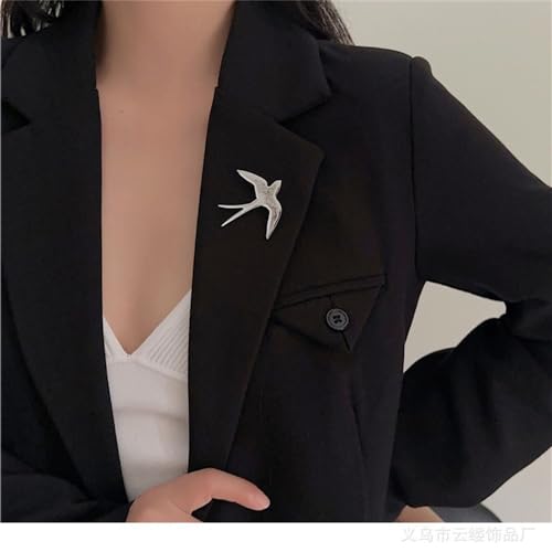 Image of Lovely Swallow Animal Brooch Bird Lapel Pin Badge for Women Men Simple Metal Cute Dress Suit Accessories Birthday Xmas Wedding Fashion Jewelry Gift Collection Ornament