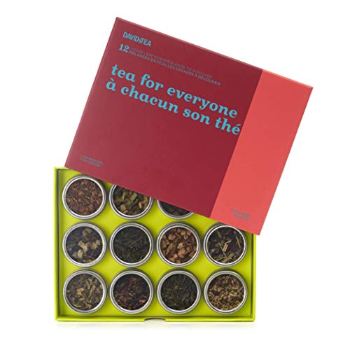 DAVIDsTEA Tea for Everyone 12 Tea Sampler, Loose Leaf Tea Gift Set, Assortment of 12 Crowd-pleasing Teas and Infusions, 98 Grams / 3.5 Ounces