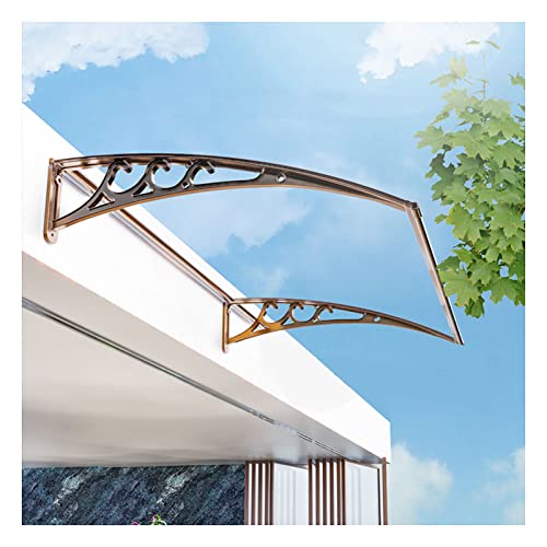 Gdmokle Vordach Haustür Überdachung, Transparent Polycarbonat Pultbogenvordach, Pultvordach Regenschutz Zum Wasserdicht Schicht Beton, Hölzern Mauer Fenster Tür Abdeckung, 60x120CM (Farbe : Klar) Cover
