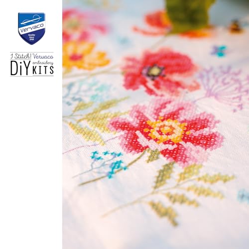 Kit Point De Croix Pré-Imprimé Chemin De Table Coquelicots Vervaco 35x95 cm - 7