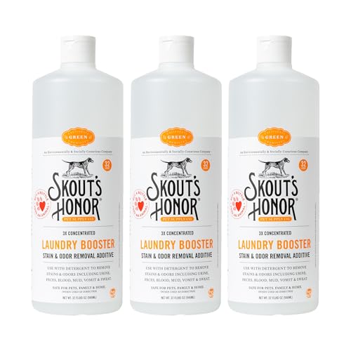 Skout's Honor Laundry Booster Stain & Odor Removal Additive - Plant-Powered Formula for Pet Bedding, Clothing, and Washable Pee Pads - Eco-Friendly & Cruelty-Free, 32 oz - 3 Pack