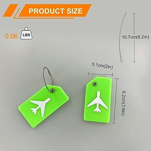 Mziart 4 Pack Silicone Luggage Tags for Suitcases Travel Bag Tags, Suitcase Tags with Privacy Name ID Card Quickly to Spot Baggage (Green)2
