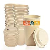 ECO SOUL 100% Compostable Plant-Based (PFAS-Free) 16oz Hot Cups with Compostable Lids | (50 Count, 16 oz Hot Cups) | Disposable Bagasse Paper Cups | Eco-friendly Cups | Sturdy, Microwave & Oven Safe
