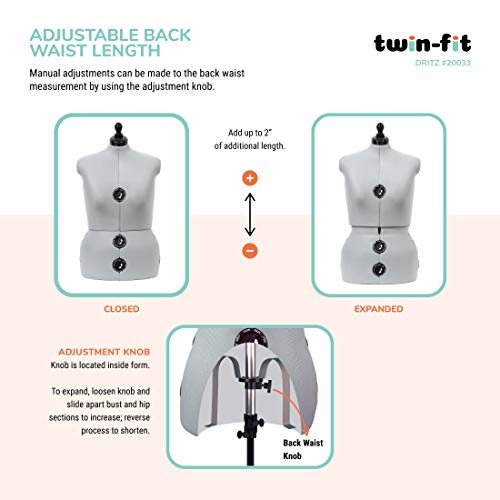 Dritz Twin-Fit Adjustable Tri-Pod Stand, Large Dress Form, Silver Gray #TOP6