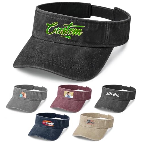 Image of Custom Visor Hat for Men Women Personalized Design Your Own Text Logo Adjustable Sport Baseball Cap