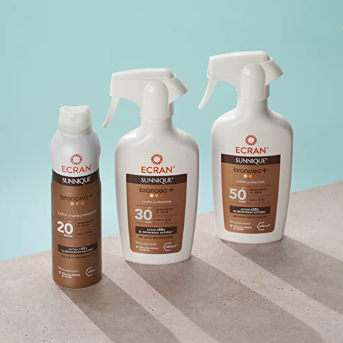 Ecran-Sunnique-Leche-Protectora-Solar-Broncea-SPF-30-en-Spray-Proteccion-UVB-y-UVA-Activa-el-Bronceado-Natural-Sin-Autobronceador-con-Tecnologia-PureBronze-Resistente-al-Agua-270-ml