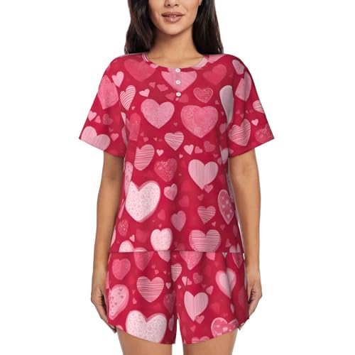 Pijama de manga corta para mujer con estampado de San Valentín