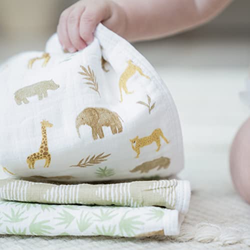 Image of aden + anais Essentials Washcloth 3-Pack, Super Soft 100% Cotton Muslin, Gentle on Skin, 3 Absorbent 11x11 Layers, Softer with Every Use, Perfect for Babies, Infants, Toddlers, Tanzania
