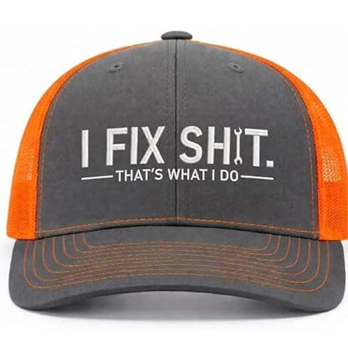 I Fix Shit Hat I Fix Shit Embroidered Trucker Hats Funny Mechanic Snapback Hat for Dad Handyman Car Guys (#3)
