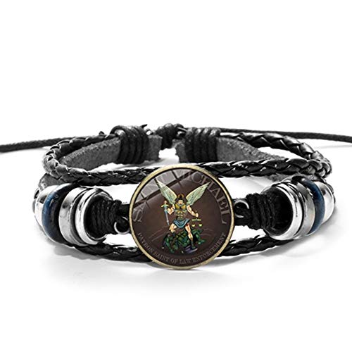 TUDUDU Arcángel Pulsera De Cuero Protégenos Santo Escudo Protección Justicia Encanto Pulsera...