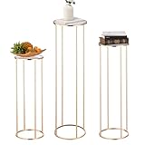 ANABIUP 3pcs Gold Metal Cylinder Pedestal Stand, Round Display for Wedding & Party Decor, Cake Plant Vase Stand, Birthday Backdrop Column