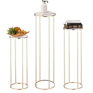 3pcs Gold Metal Cylinder Pedestal S...
