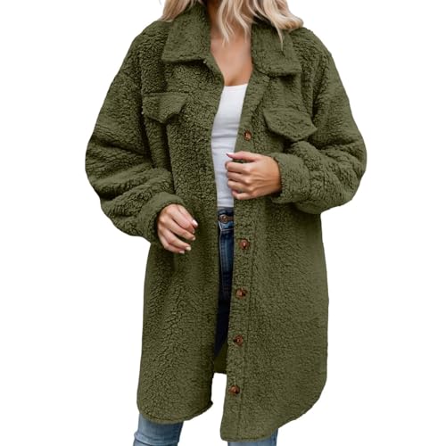 Manteau long polaire femme veste chaude coupe ample et cardigan boutonné