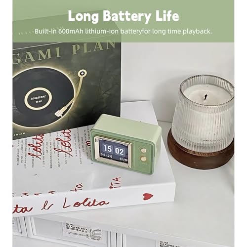 Image of Yoidesu Portable Bluetooth Speaker with Lyrics Display, Vintage Desk Speaker with Clock Calendar, HiFi Sound, Dynamic Scene Lyrics, Compact Speaker for Home Outdoors Travel