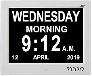 [Newest Version] Large Digital Clock -Memory Loss Day Clock Digital Calendar - Extra Large Non-Abbreviated Day & Month.8'' Alarm Clock,Wall Clock Perfect For Living Offices Home