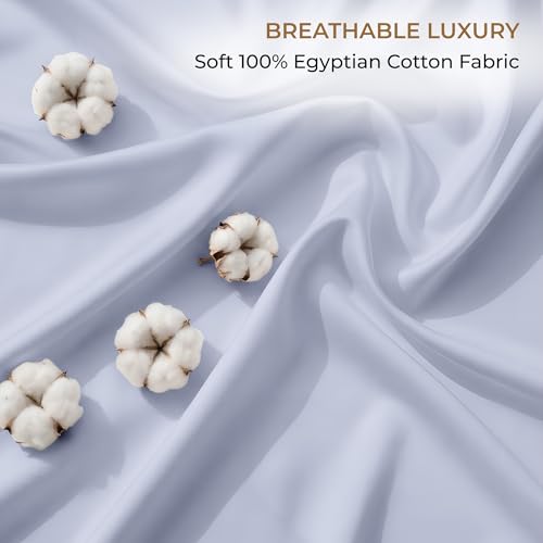 Image of SGI bedding 100% Egyptian Cotton Sheets RV King Size - 600 Thread Count Sheets Set, Soft, Cooling, 15 inch Deep Pocket, Luxury Hotel Bedding, Breathable, Durable - Cornflower Blue