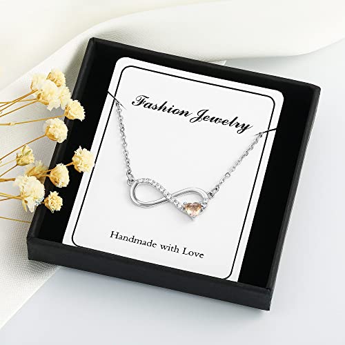 Gliveor Birthday Gifts For Women Birthstone Necklace, Silver Plated November Birthstone Necklace For Women Teen Girls Infinity Necklace Birthstone Jewelry Birthday Gifts For Women Girls #TOP6