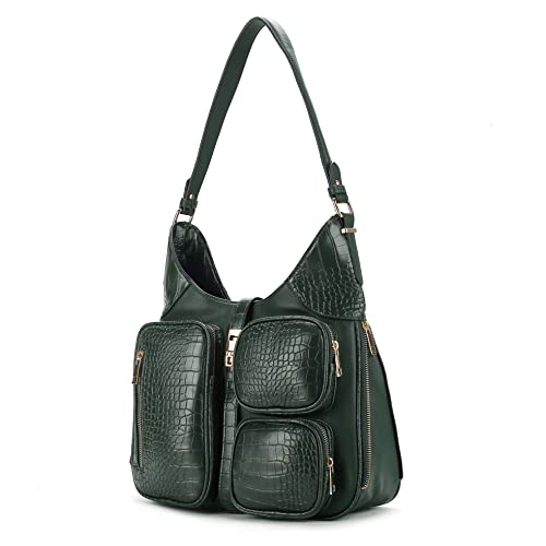 Image of MKF Collection Shoulder Bag for Women, Handbag Purse Top-Handle Hobo Bag Crocodile-embossed Vegan Leather Purse