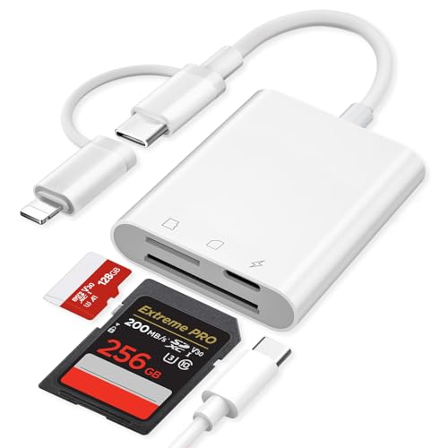 Ya en manzanajugosa.com: [Certificado Apple MFi] Lector de Tarjetas SD para iPhone iPad, Lightning USB C Adaptador de Tarjetas SD para Micro SD/SD/Carga Simultánea, Lector Tarjeta de Memoria para Teléfonos Android Cámara