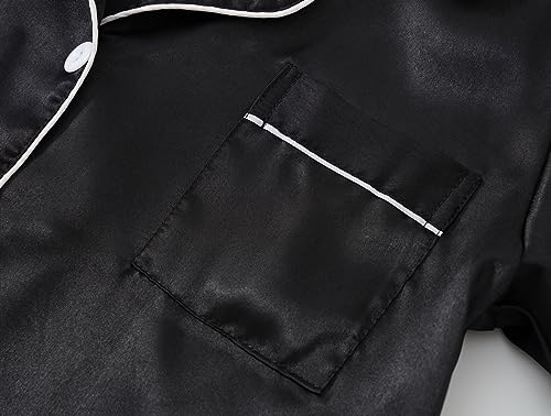 Unisex Girls Boys Kids Pajama Sets Button Down Satin Sleepwear Nighty 3PCS Silky Lounge Sets Nightwear3