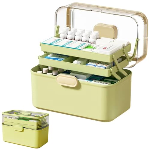 Sevitini Medizinbox Arzneimittel aufbewahrung 3 Schicht Medikamentenbox aufbewahrung mit Griff tragbare Medikamentenbox groß für zuhause 28 5 * 17 * 15.5cm