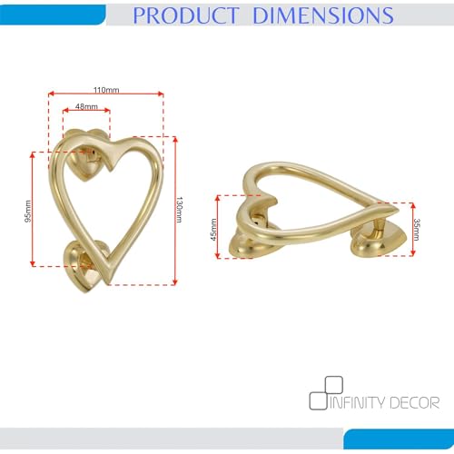 Latón macizo pulido para puerta delantera en forma de corazón resistente 4