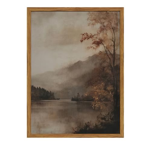 Vintage Landscape Wall Art Moody Lake Wall Decor...