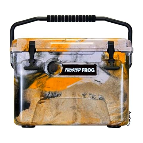 Frosted Frog Orange and Black Camo 20 Quart Ice Chest Heavy Duty High Performance Roto-Molded Commercial Grade Insulated Cooler Cover
