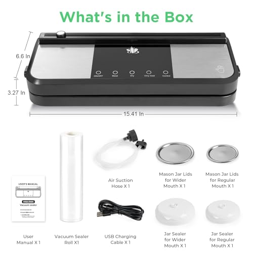 Etunia Vacuum Sealer, Vacuum Seal Machine for Dry/Moist Food Storage to Extend Fresh, 1 Air Hose for Food Containers, 2 Jar Sealers/Lids for Mason Jars - image 6